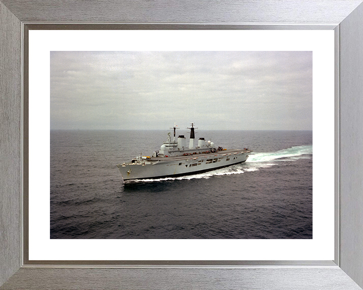 HMS Invincible (R05) Photo Print - At Sea 1982 - Royal Navy Invincible Class Aircraft Carrier Hampshire Prints 10 x 8 Silver Frame Yes