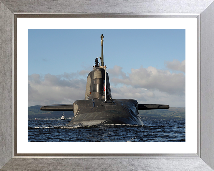 HMS Ambush (S120) Photo Print - Bow View 2012 - Royal Navy Astute Class Submarine Hampshire Prints 10 x 8 Silver Frame Yes