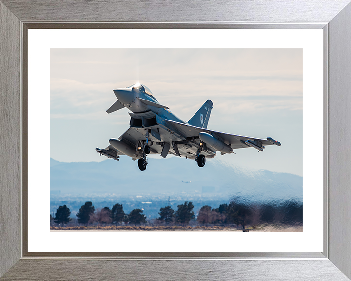 RAF Typhoon FGR4 Taking off in Nevada Photo Print Royal Air Force Aircraft Wall Art Aviation Decor Posters, Prints, & Visual Artwork Hampshire Prints 10 x 8 Silver Frame Yes