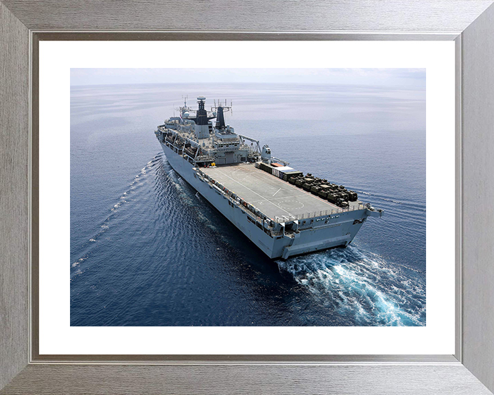 HMS Albion (L14) Royal Navy Albion Class Amphibious Ship High Starboard Quarter View Photo Print Wall Art Naval Decor Posters, Prints, & Visual Artwork Hampshire Prints 10 x 8 Silver Frame Yes