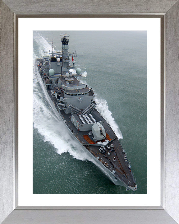 HMS Lancaster (F229) Photo Print - High Starboard Bow View - Royal Navy Type 23 Frigate Hampshire Prints 10 x 8 Silver Frame Yes