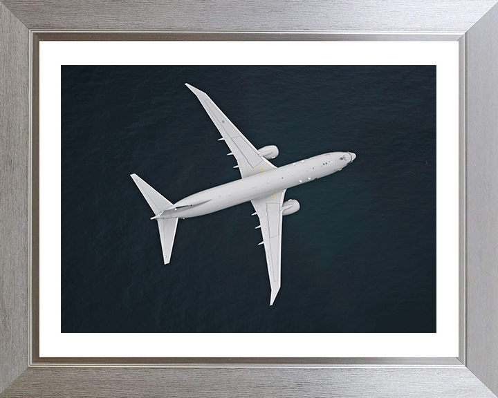 RAF Poseidon in flight from above Photo Print - Royal Air Force Aircraft Hampshire Prints 10 x 8 Silver Frame Yes