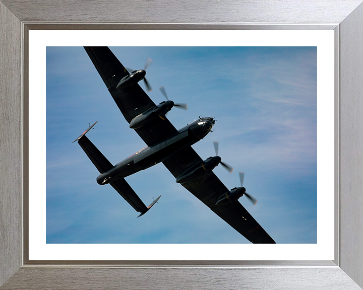 RAF Avro Lancaster in flight Close up Photo Print - Royal Air Force Aircraft Hampshire Prints 10 x 8 Silver Frame Yes