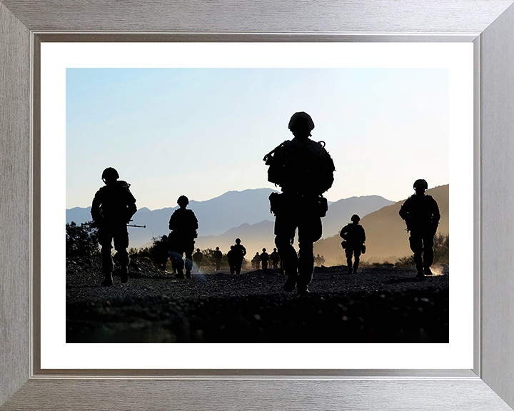 Royal Marine Commandos silhouettes | Photo Print | Framed Print | Military | 40 Commando | Wall Art | Home Decor | Photography Hampshire Prints 10 x 8 Silver Frame Yes