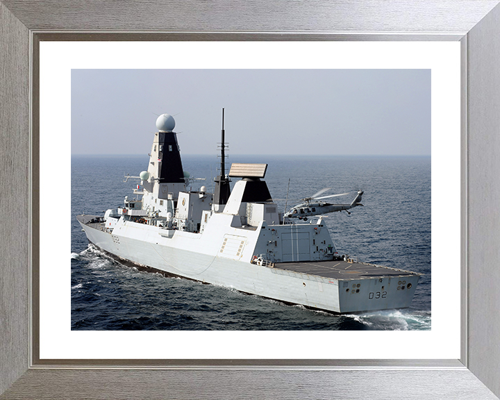 HMS Daring (D32) Royal Navy Type 45 Destroyer With Seahawk Helicopter 2012 Photo Print Wall Art Decor Posters, Prints, & Visual Artwork Hampshire Prints 10 x 8 Silver Frame Yes
