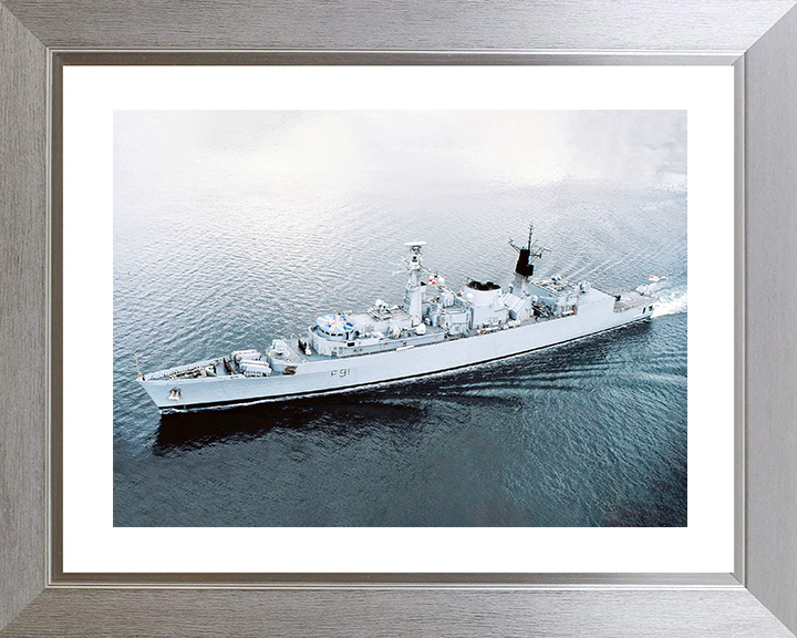 HMS Brazen (F91) Royal Navy Type 22 Frigate High Port Side View Photo Print Wall Art Decor Posters, Prints, & Visual Artwork Hampshire Prints 10 x 8 Silver Frame Yes
