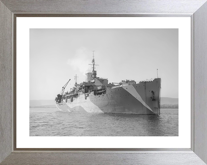HMS Corfu (1943) Royal Navy Merchant Cruiser Starboard Bow View Photo Print Wall Art Decor Posters, Prints, & Visual Artwork Hampshire Prints 10 x 8 Silver Frame Yes
