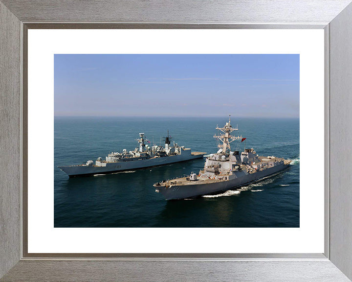 HMS Cumberland (F85) Photo Print - Alongside USS Winston S. Churchill - - Royal Navy Type 22 Frigate Hampshire Prints 10 x 8 Silver Frame Yes