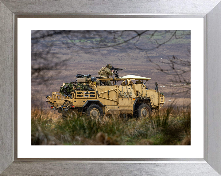 Soldier on a Jackal 2 Vehicle Providing Support British Army Vehicle Photo Print Wall Art Military Decor UK Posters, Prints, & Visual Artwork Hampshire Prints 10 x 8 Silver Frame Yes
