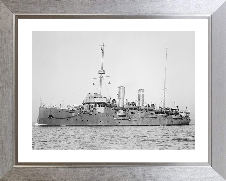 HMS Bonaventure (1892) Royal Navy Astraea Class Cruiser Port Side View Photo Print Wall Art Decor Posters, Prints, & Visual Artwork Hampshire Prints 10 x 8 Silver Frame Yes