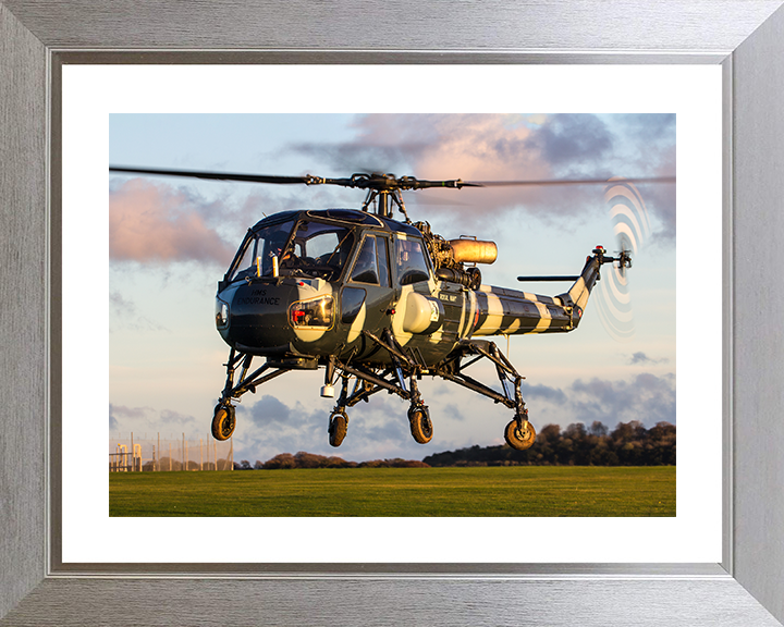 Westland Wasp HAS1 Helicopter in Flight at sunset 2015 Photo Print - Royal Navy Aircraft Posters, Prints, & Visual Artwork Hampshire Prints 10 x 8 Silver Frame Yes