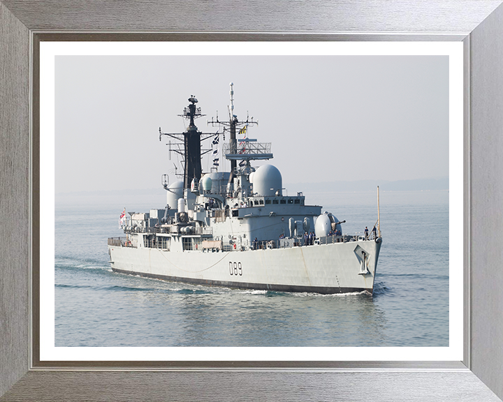 HMS Exeter (D89) Photo Print - Starboard Bow View - Royal Navy Type 42 Destroyer Posters, Prints, & Visual Artwork Hampshire Prints 10 x 8 Silver Frame Yes