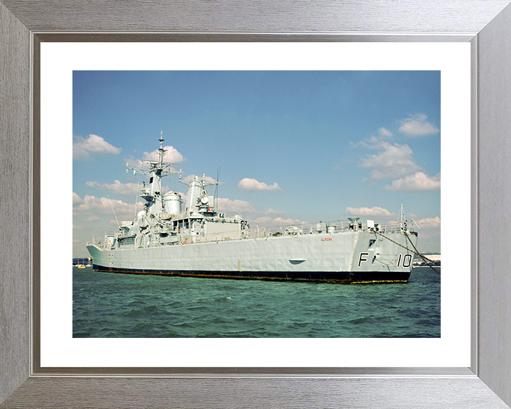 HMS Aurora (F10) Royal Navy Leander Class Frigate At A Buoy Photo Print Wall Art Decor Posters, Prints, & Visual Artwork Hampshire Prints 10 x 8 Silver Frame Yes