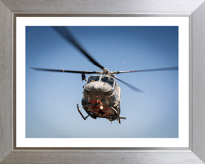 RAF Griffin HA2 Helicopter in flight Photo Print - Royal Air Force Aircraft Hampshire Prints 10 x 8 Silver Frame Yes