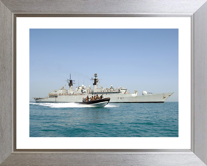 HMS Chatham (F87) Royal Navy Type 22 Frigate Al Basrah Iraqi 2008 Photo Print Wall Art Decor Posters, Prints, & Visual Artwork Hampshire Prints 10 x 8 Silver Frame Yes