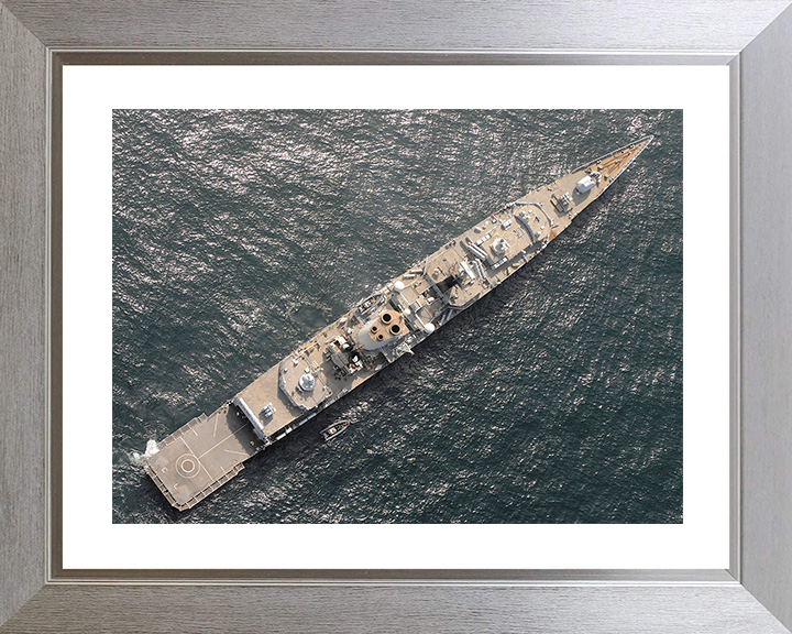 HMS Cumberland (F85) Royal Navy Type 22 Frigate From Above Photo Print Wall Art Decor Posters, Prints, & Visual Artwork Hampshire Prints 10 x 8 Silver Frame Yes