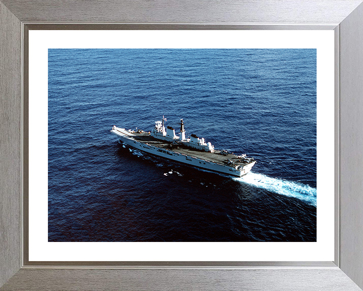 HMS Invincible (R05) Photo Print - At Sea 1990 - Royal Navy Invincible Class Aircraft Carrier Hampshire Prints 10 x 8 Silver Frame Yes