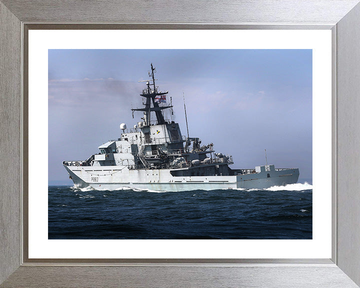 HMS Mersey (P283) Photo Print - Port Quarter View - Royal Navy River Class Patrol Vessel Hampshire Prints 10 x 8 Silver Frame Yes