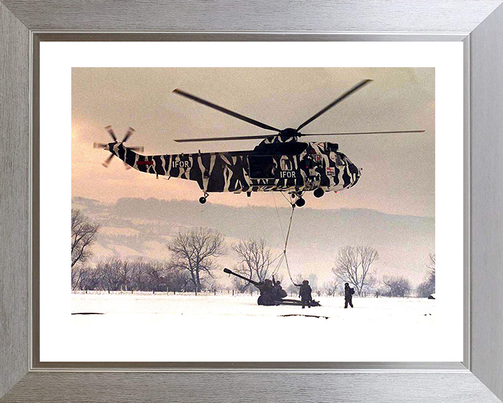 Sea King Helicopter With Tiger Livery Photo Print - Royal Navy Aircraft Posters, Prints, & Visual Artwork Hampshire Prints 10 x 8 White Frame Yes