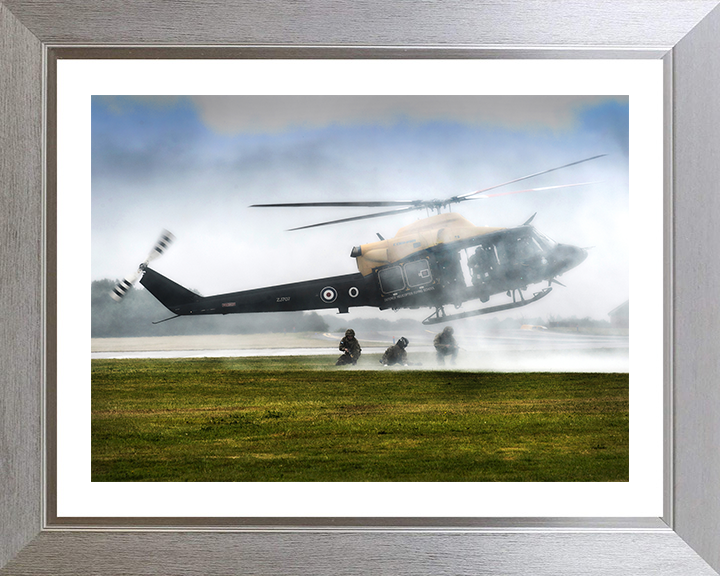 RAF Twin Engined Griffin Helicopter Photo Print - Royal Air Force Aircraft Hampshire Prints 10 x 8 Silver Frame Yes