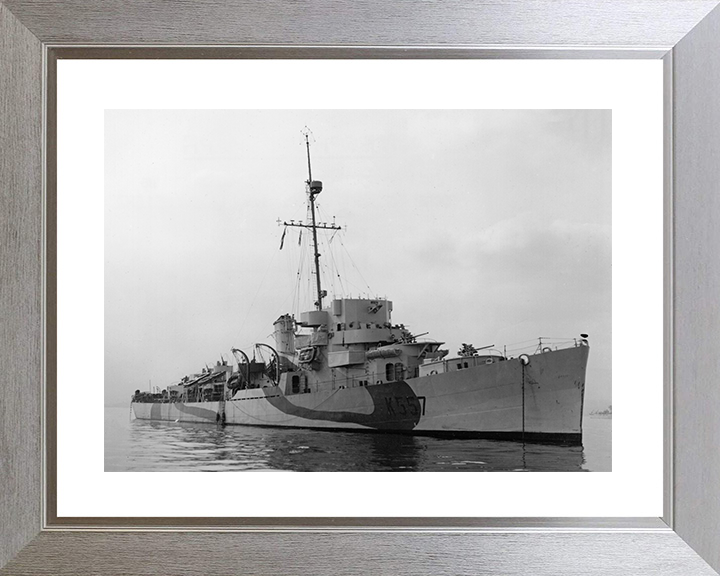 HMS Riou (K557) Photo Print - at sea 1944 - Royal Navy Captain Class Frigate Posters, Prints, & Visual Artwork Hampshire Prints 10 x 8 Silver Frame Yes