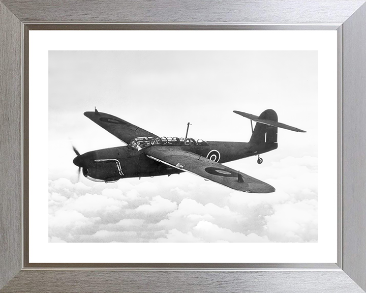 Fairey Barracuda I in flight Photo Print - Royal Navy Aircraft Posters, Prints, & Visual Artwork Hampshire Prints 10 x 8 Silver Frame Yes