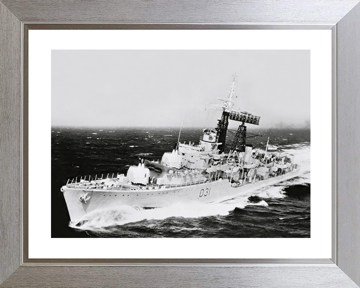 HMS Broadsword (D31) Royal Navy Weapon Class Destroyer Underway Photo Print Wall Art Decor Posters, Prints, & Visual Artwork Hampshire Prints 10 x 8 Silver Frame Yes