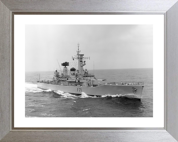 HMS Scylla (F71) Photo Print - At Sea 1970 - Royal Navy Leander Class Frigate Posters, Prints, & Visual Artwork Hampshire Prints 10 x 8 Silver Frame Yes
