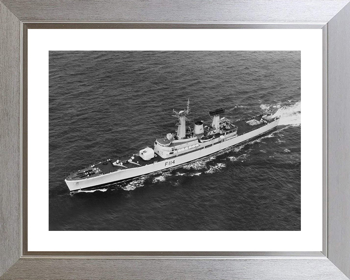 HMS Ajax (F114) Photo Print - Underway - Royal Navy Leander Class Frigate Posters, Prints, & Visual Artwork Hampshire Prints 10 x 8 Silver Frame Yes