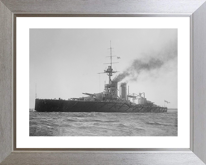 HMS Audacious (1912) Royal Navy King George V Class Battleship Port Side View Photo Print Wall Art Decor Posters, Prints, & Visual Artwork Hampshire Prints 10 x 8 Silver Frame Yes