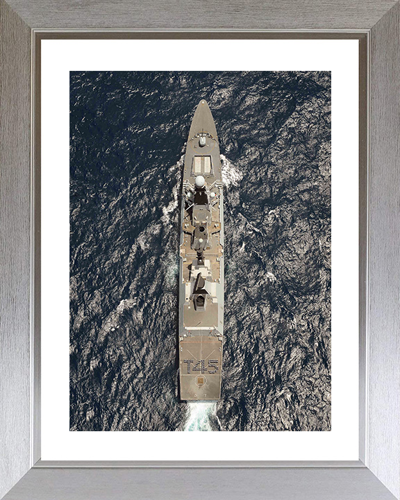 HMS Dauntless (D33) Royal Navy Type 45 Destroyer From Above Photo Print Wall Art Decor Posters, Prints, & Visual Artwork Hampshire Prints 10 x 8 Silver Frame Yes