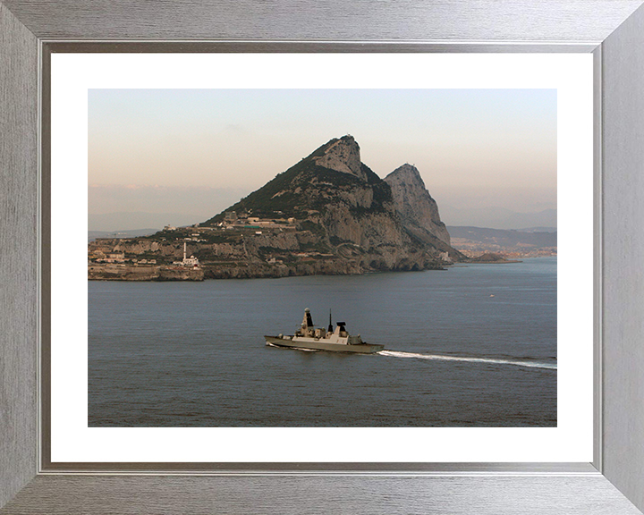 HMS Defender (D36) Photo Print - Gibraltar 2015 - Royal Navy Type 45 Destroyer Hampshire Prints 10 x 8 Silver Frame Yes