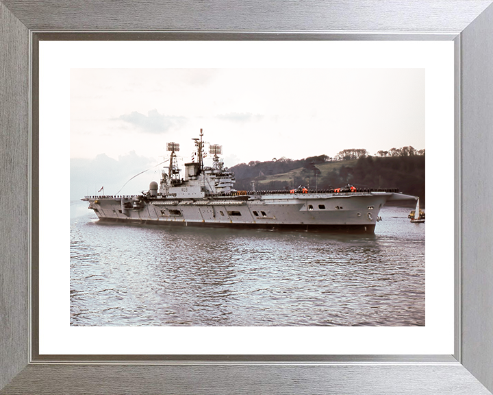 HMS Ark Royal (R09) Royal Navy Audacious Class Aircraft Carrier Paying Off Photo Print Wall Art Decor Posters, Prints, & Visual Artwork Hampshire Prints 10 x 8 Silver Frame Yes