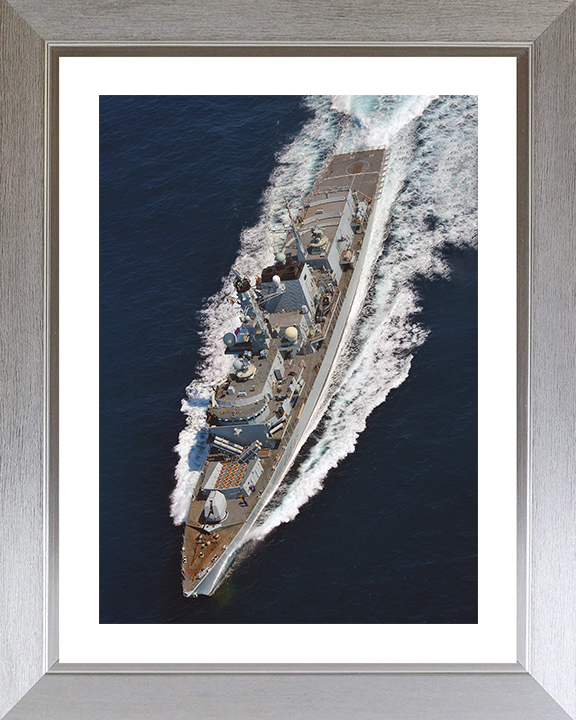 HMS Monmouth (F235) Photo Print - from Above 2012 - Royal Navy Type 23 Frigate Hampshire Prints 10 x 8 Silver Frame Yes