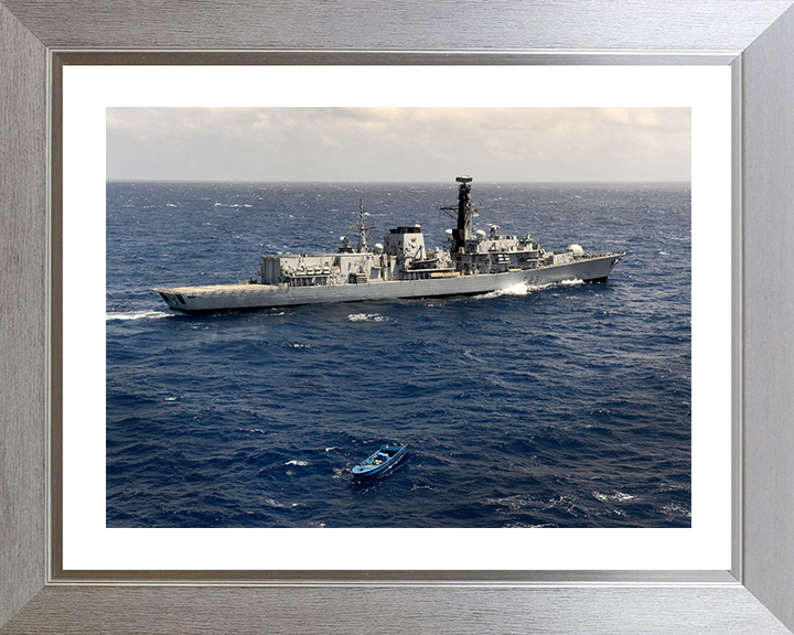 HMS Argyll (F231) Photo Print - Fast Boat Boarding 2014 - Royal Navy Type 23 Frigate Posters, Prints, & Visual Artwork Hampshire Prints 10 x 8 Silver Frame Yes