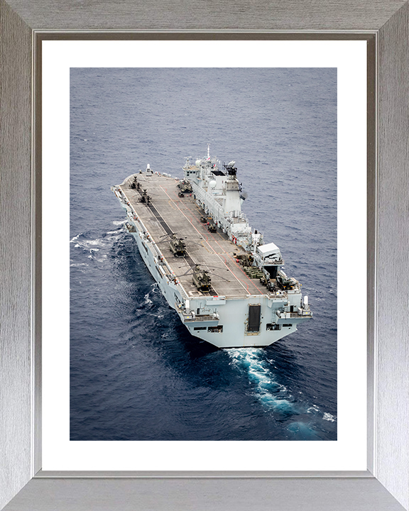 HMS Ocean (L12) Photo Print - Stern View 2016 - Royal Navy Landing Platform Helicopter Hampshire Prints 10 x 8 Silver Frame Yes