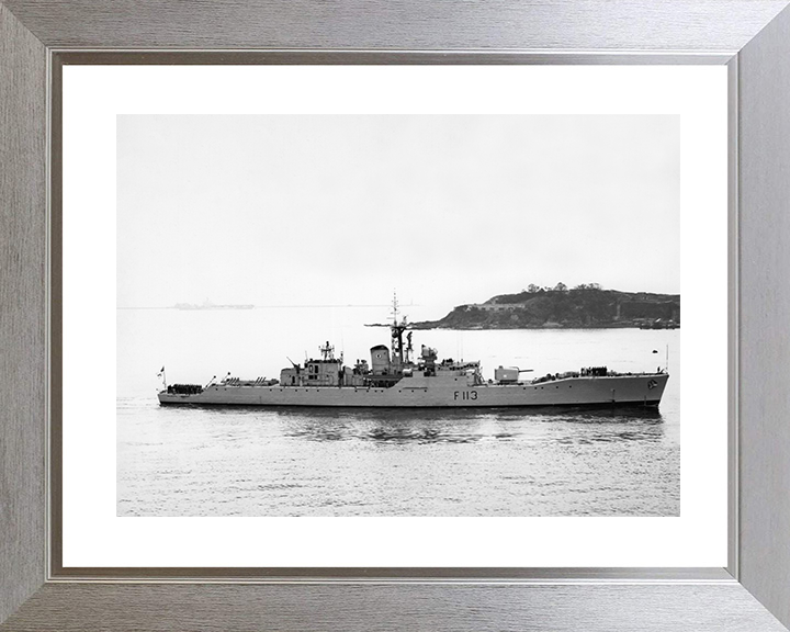 HMS Falmouth (F113) Photo Print - Entering Harbour 1962 - Royal Navy Rothesay Class Frigate Posters, Prints, & Visual Artwork Hampshire Prints 10 x 8 Silver Frame Yes