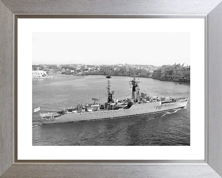 HMS Llandaff (F61) - Valletta 1961 - Royal Navy Salisbury Class Frigate Photo Print Wall Art Naval Decor UK Posters, Prints, & Visual Artwork Hampshire Prints 10 x 8 Silver Frame Yes