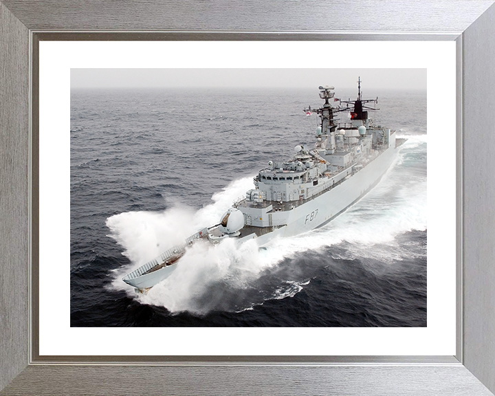 HMS Chatham (F87) Royal Navy Type 22 Frigate In Rough Sea Photo Print Wall Art Decor Posters, Prints, & Visual Artwork Hampshire Prints 10 x 8 Silver Frame Yes