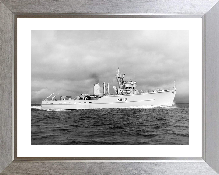 HMS Burnaston (M1116) Royal Navy Ton Class Minesweeper Starboard View Photo Print Wall Art Decor Posters, Prints, & Visual Artwork Hampshire Prints 10 x 8 Silver Frame Yes