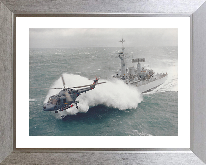 HMS Argonaut (F56) Royal Navy Leander Class Frigate In Rough Seas Photo Print Wall Art Decor Posters, Prints, & Visual Artwork Hampshire Prints 10 x 8 Silver Frame Yes