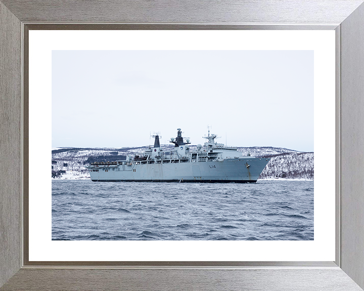 HMS Albion (L14) Royal Navy Albion Class Amphibious Ship Off Norway Photo Print Wall Art Naval Decor Posters, Prints, & Visual Artwork Hampshire Prints 10 x 8 Silver Frame Yes