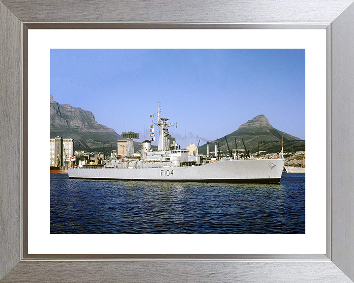 HMS Dido (F104) Royal Navy Leander Class Frigate Leaving Harbour Photo Print Wall Art Decor Posters, Prints, & Visual Artwork Hampshire Prints 10 x 8 Silver Frame Yes