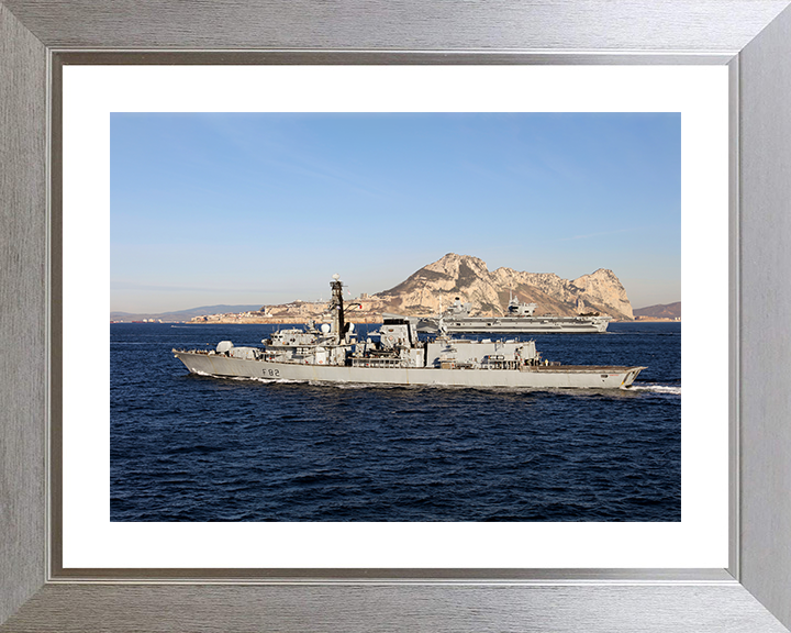 HMS Somerset (F82) Photo Print - Gibraltar 2018 - Royal Navy Type 23 Frigate Hampshire Prints 10 x 8 Silver Frame Yes