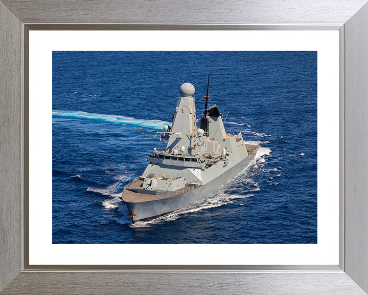HMS Diamond (D34) Royal Navy Type 45 Destroyer Turning to Starboard Photo Print Wall Art Decor Posters, Prints, & Visual Artwork Hampshire Prints 10 x 8 Silver Frame Yes