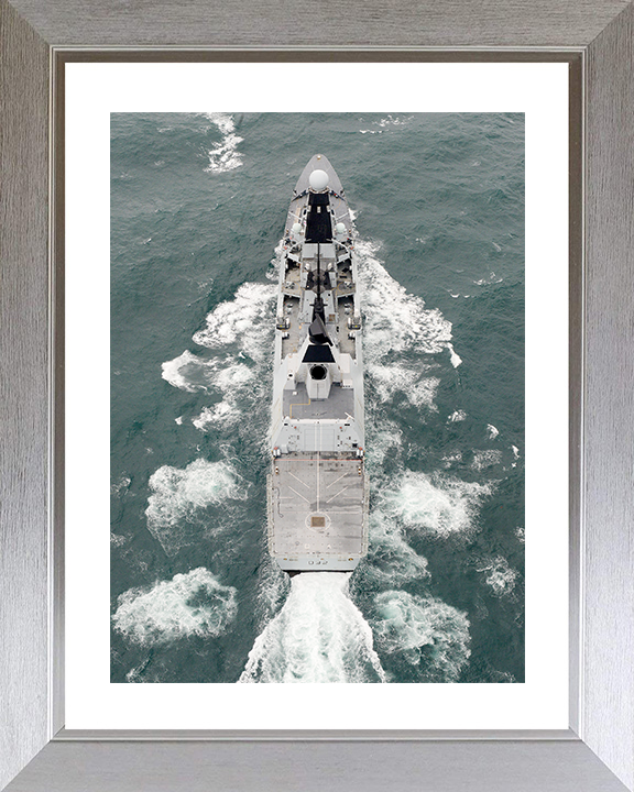 HMS Daring (D32) Royal Navy Type 45 Destroyer High Stern View Photo Print Wall Art Decor Posters, Prints, & Visual Artwork Hampshire Prints 10 x 8 Silver Frame Yes