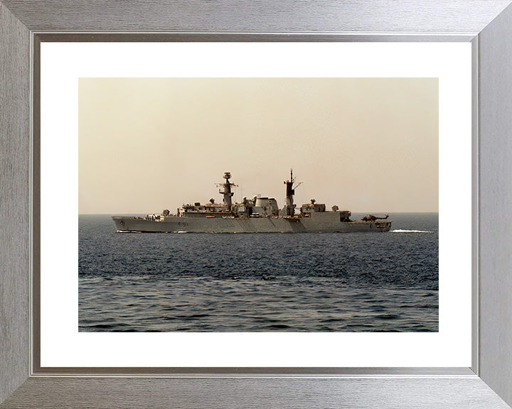 HMS Brazen (F91) Photo Print - Port Beam View at Sea - Royal Navy Type 22 Frigate Hampshire Prints 10 x 8 Silver Frame Yes