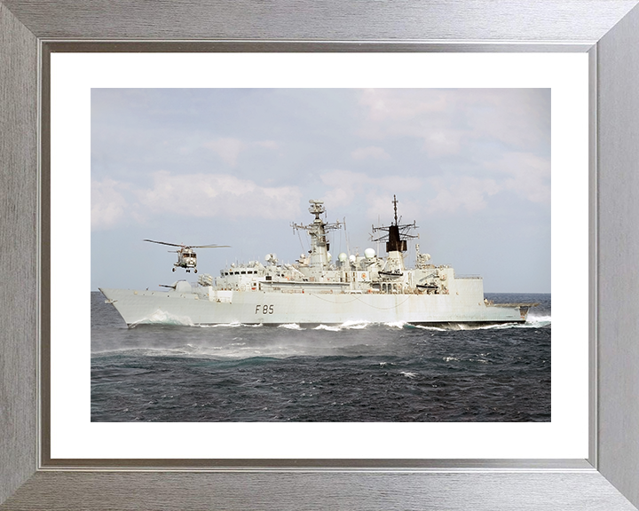 HMS Cumberland (F85) Royal Navy Type 22 Frigate With Lynx Helicopter Photo Print Wall Art Decor Posters, Prints, & Visual Artwork Hampshire Prints 10 x 8 Silver Frame Yes