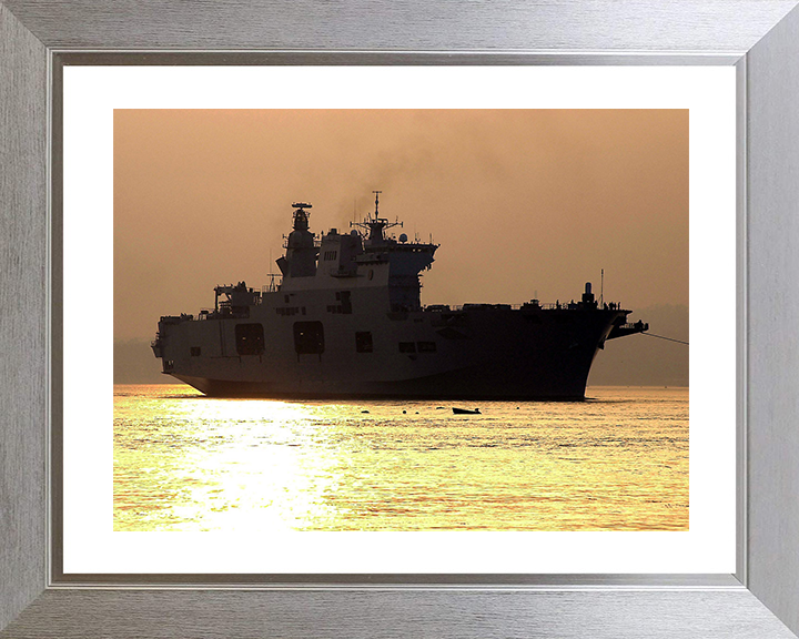 HMS Ocean (L12) Photo Print - at Sunset 2001 - Royal Navy Landing Platform Helicopter