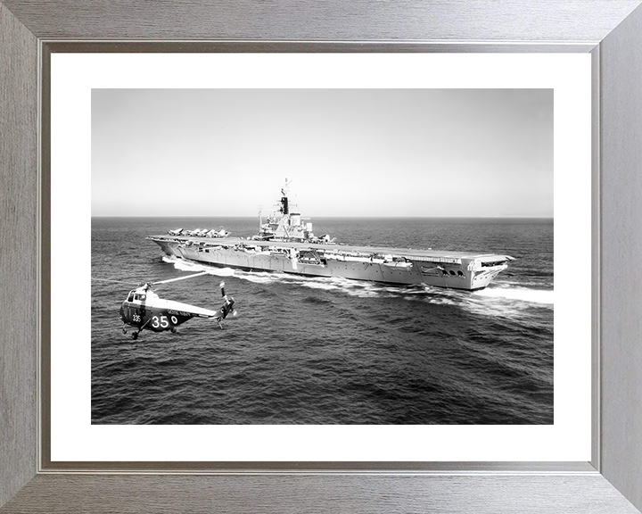 HMS Centaur (R06) Royal Navy Centaur Class Carrier With Helicopter Photo Print Wall Art Decor Posters, Prints, & Visual Artwork Hampshire Prints 10 x 8 Silver Frame Yes